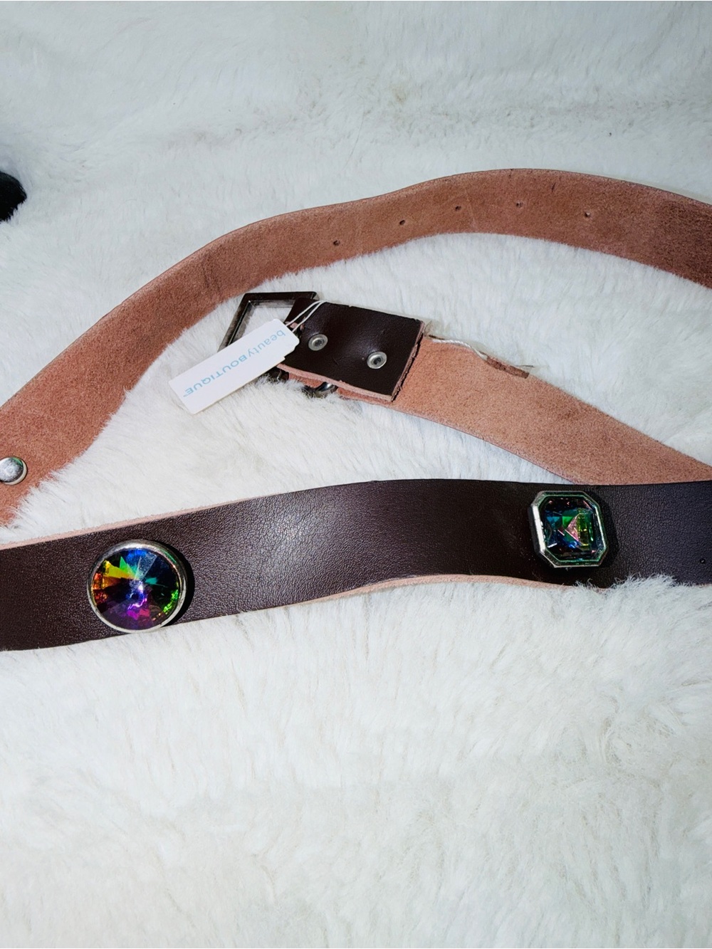 Brown Western Country Cowgirl Belt with Decorative Crystal Studs 23-26” Waist 🔥